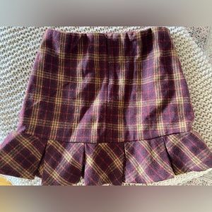 Cutest little burgundy plaid wool skirt. XS.